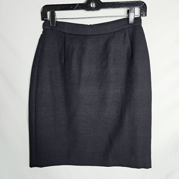Vintage CALVIN KLEIN 100% Wool Skirt BLACK size 6 Preppy Twee Pencil Straight - Picture 9 of 9